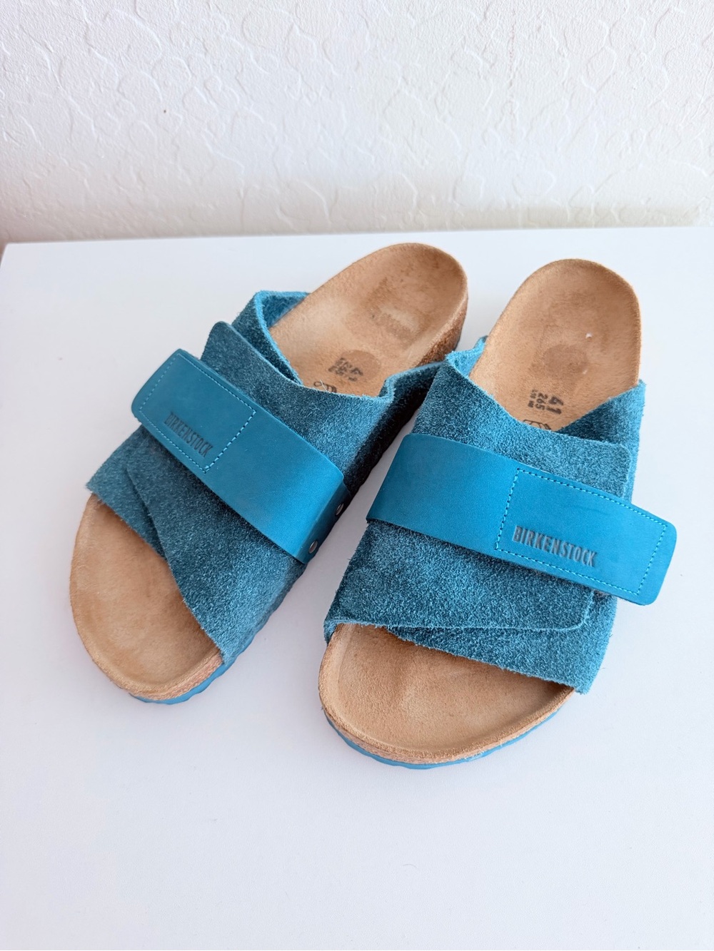Birkenstock Kyoto Teal Blue Suede Nubuck Leather Sandals EU 41 Regular